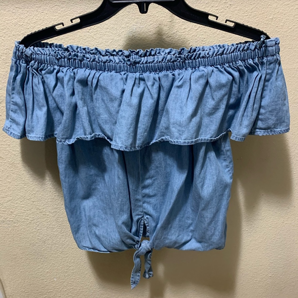 Express denim off the shoulder top